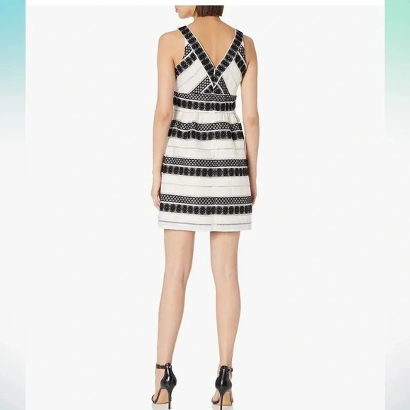 Plenty By Tracy Reese Loretta Black White Jacquard Stripe Dress Size 6 Small - Picture 7 of 12